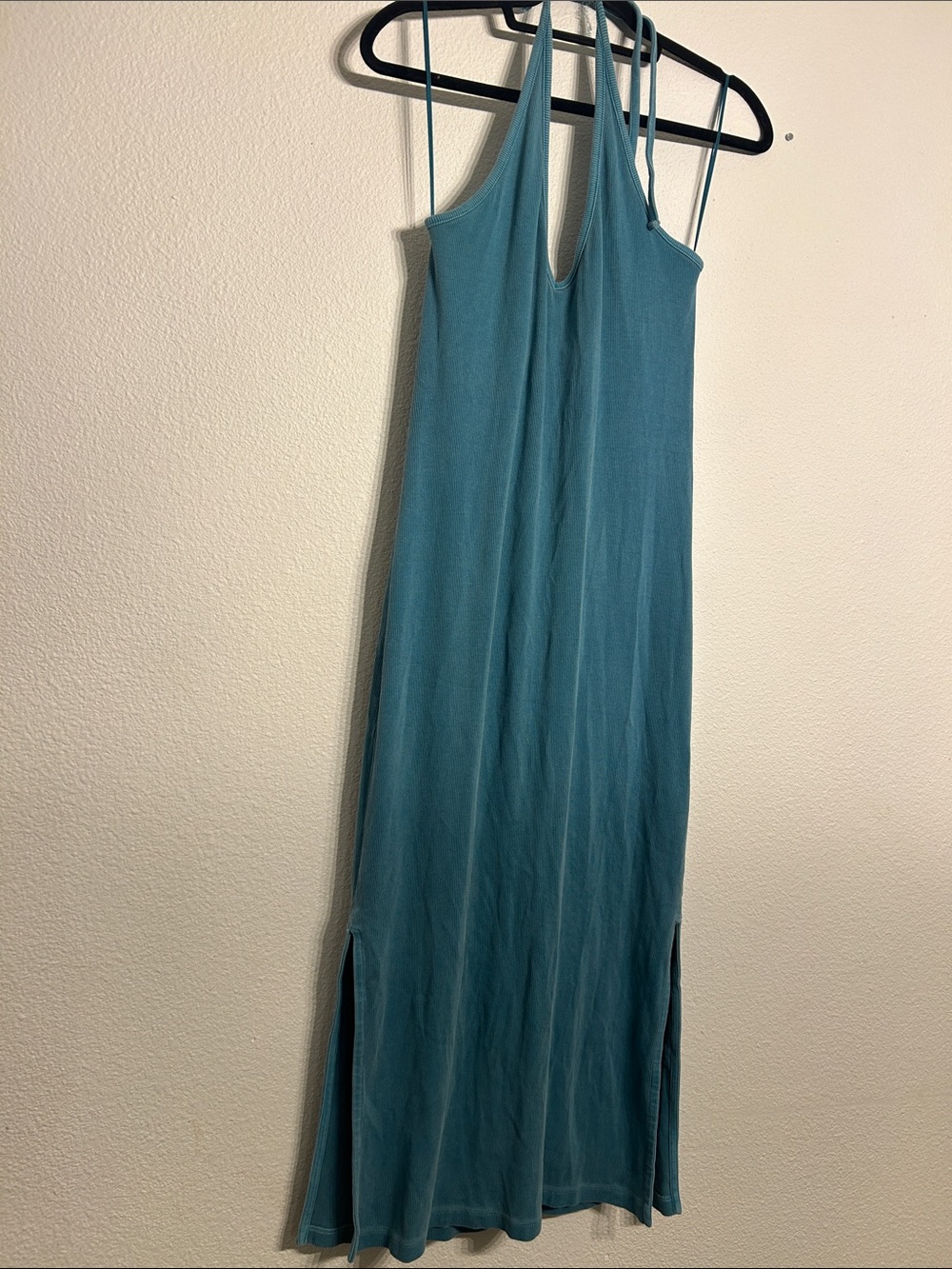 Old Navy Teal Halter Maxi Dress with Side Slits